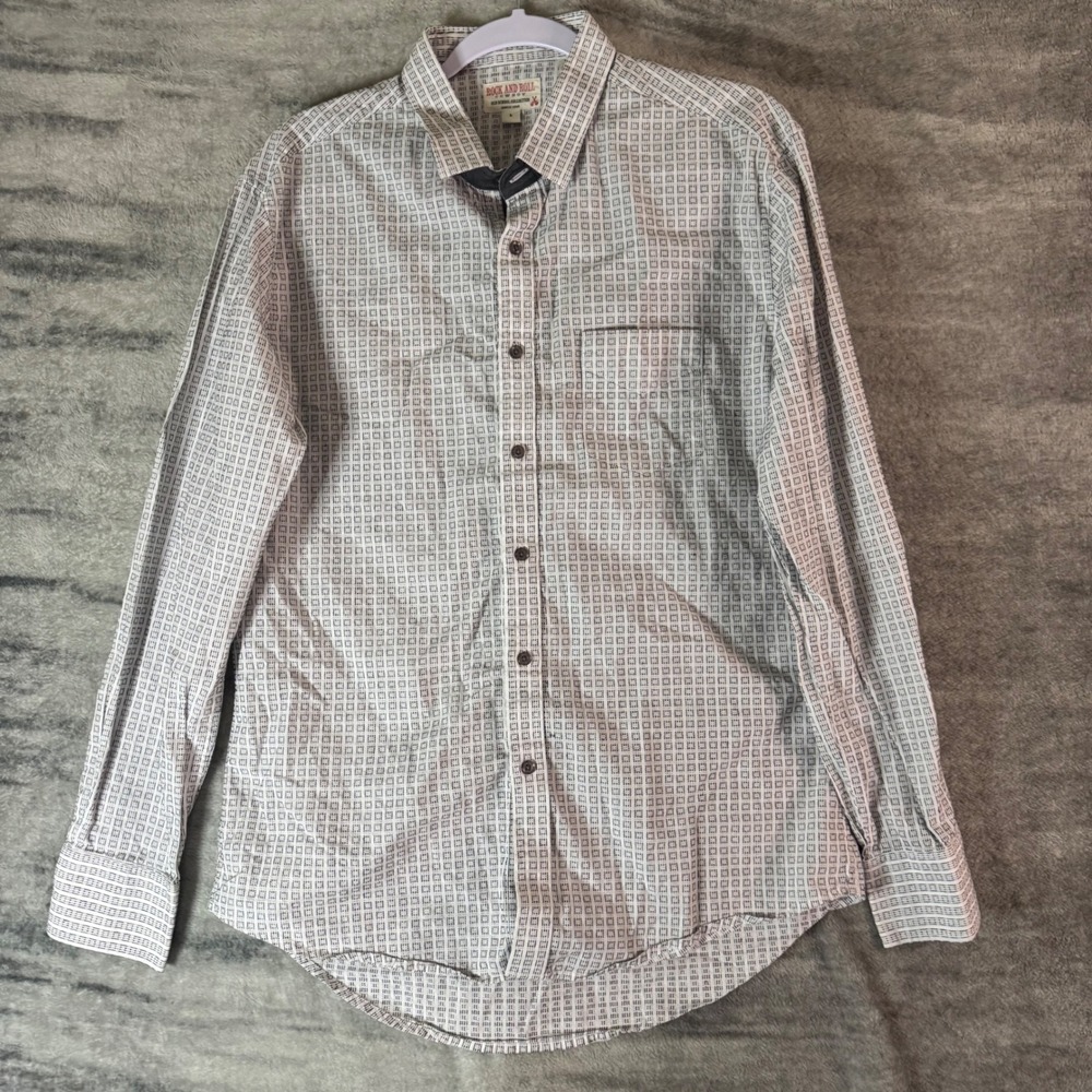 Rock and Roll Cowboy Old School Collection White Black Grid Shirt B2B 9062 L